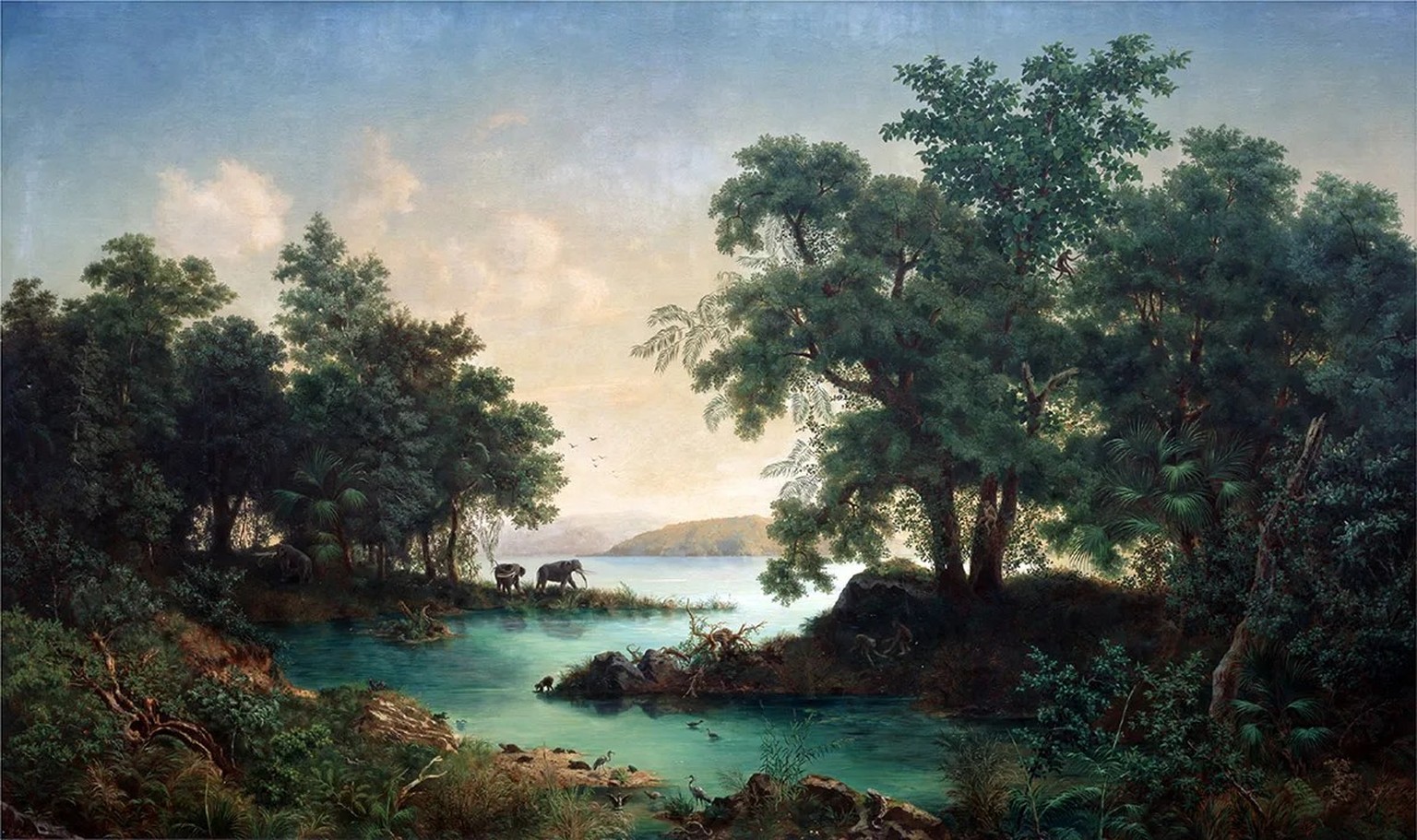 «Oeningen zur Tertiärzeit», Ölgemälde von R. Holzhalb, 1870/71, ausgestellt in focusTerra, dem Earth &amp; Science Discovery Center der ETH Zürich.
https://focusterra.ethz.ch/