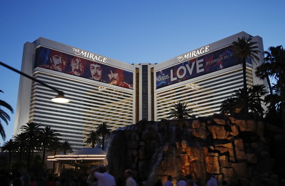 FILE - The Mirage Hotel and Casino is seen in Las Vegas, on May 3, 2018. At The Mirage Hotel &amp; Casino, the landmark volcano that has spitfire since the hotel opened in 1989 is destined to be snuff ...