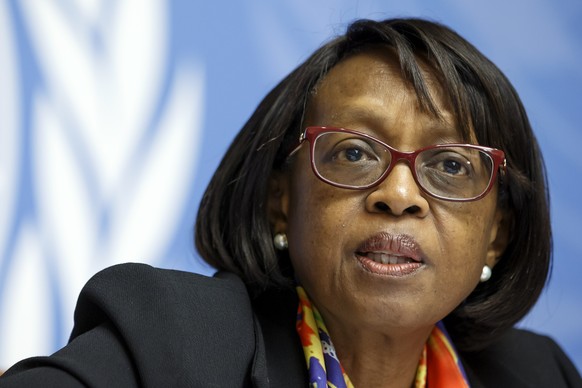 epa07335487 Matshidiso Moeti, World Health Organization (WHO) Regional Director for Africa, informs to the media about of update on WHO Ebola operations in the Democratic Republic of the Congo (DRC) d ...