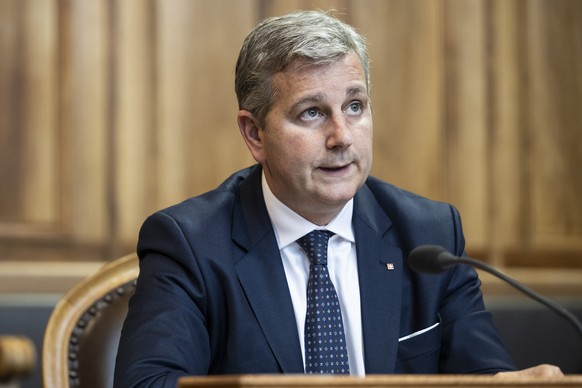 SVP Praesident Marco Chiesa, SVP-TI, spricht an der Sommersession der Eidgenoessischen Raete, am Dienstag, 30. Mai 2023 im Staenderat in Bern. (KEYSTONE/Alessandro della Valle)