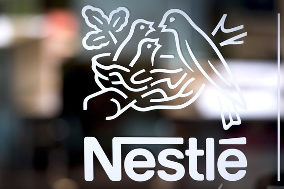 epa07368476 Nestle&#039;s logo is pictured during the 2018 full-year results press conference of the food and drinks giant Nestle, in Vevey, Switzerland, 14 February 2019. EPA/LAURENT GILLIERON
