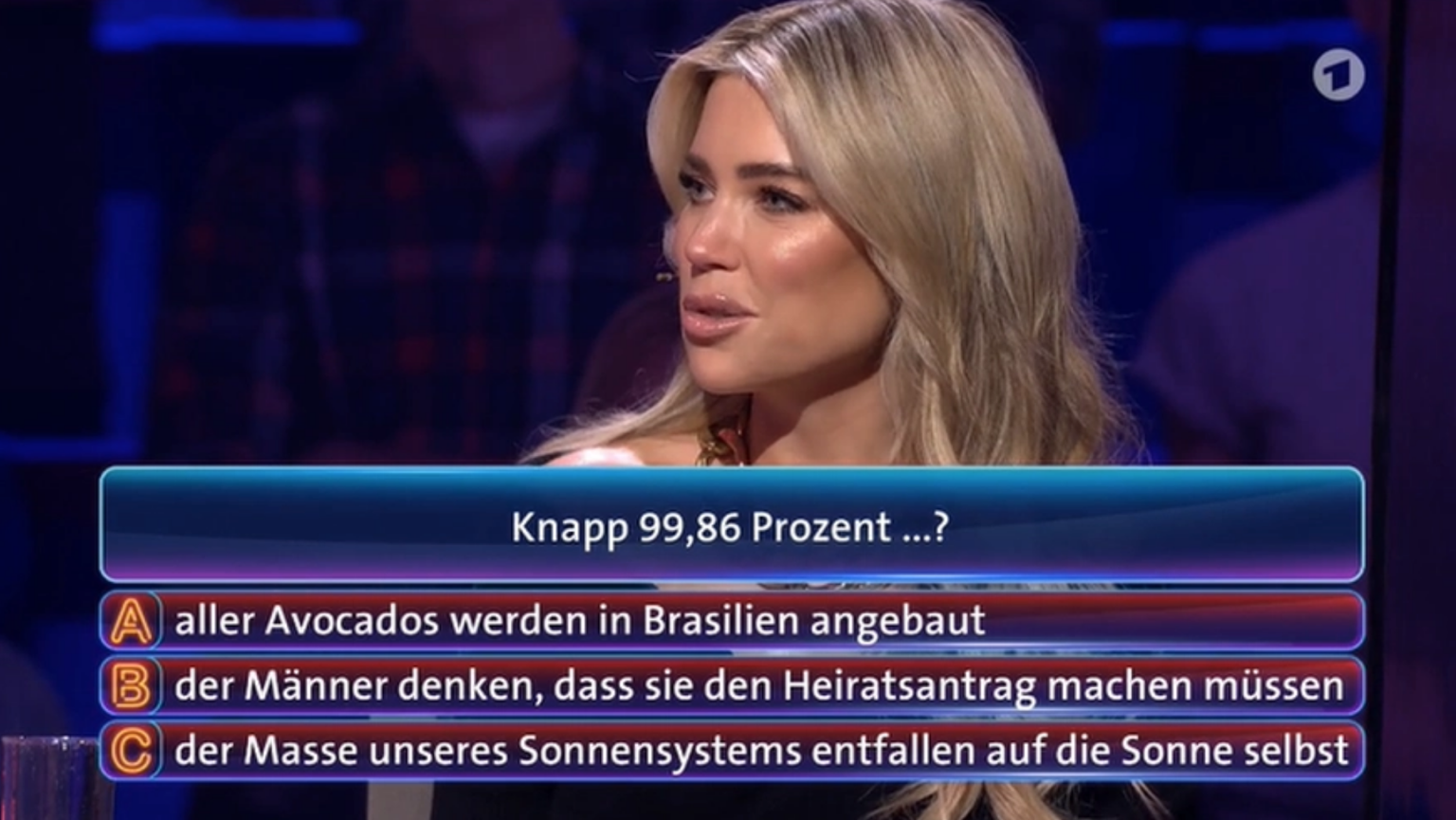 Sylvie Meis tritt bei Wer weiss denn sowas im ARD auf und kriegt von Lilly Becker falsche Antwort.