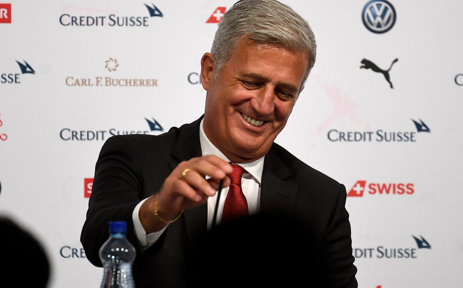 Switzerland&#039;s Head Coach Vladimir Petkovic during a press conference after an international friendly soccer match in preparation for the upcoming 2018 Fifa World Cup in Russia between Switzerland ...