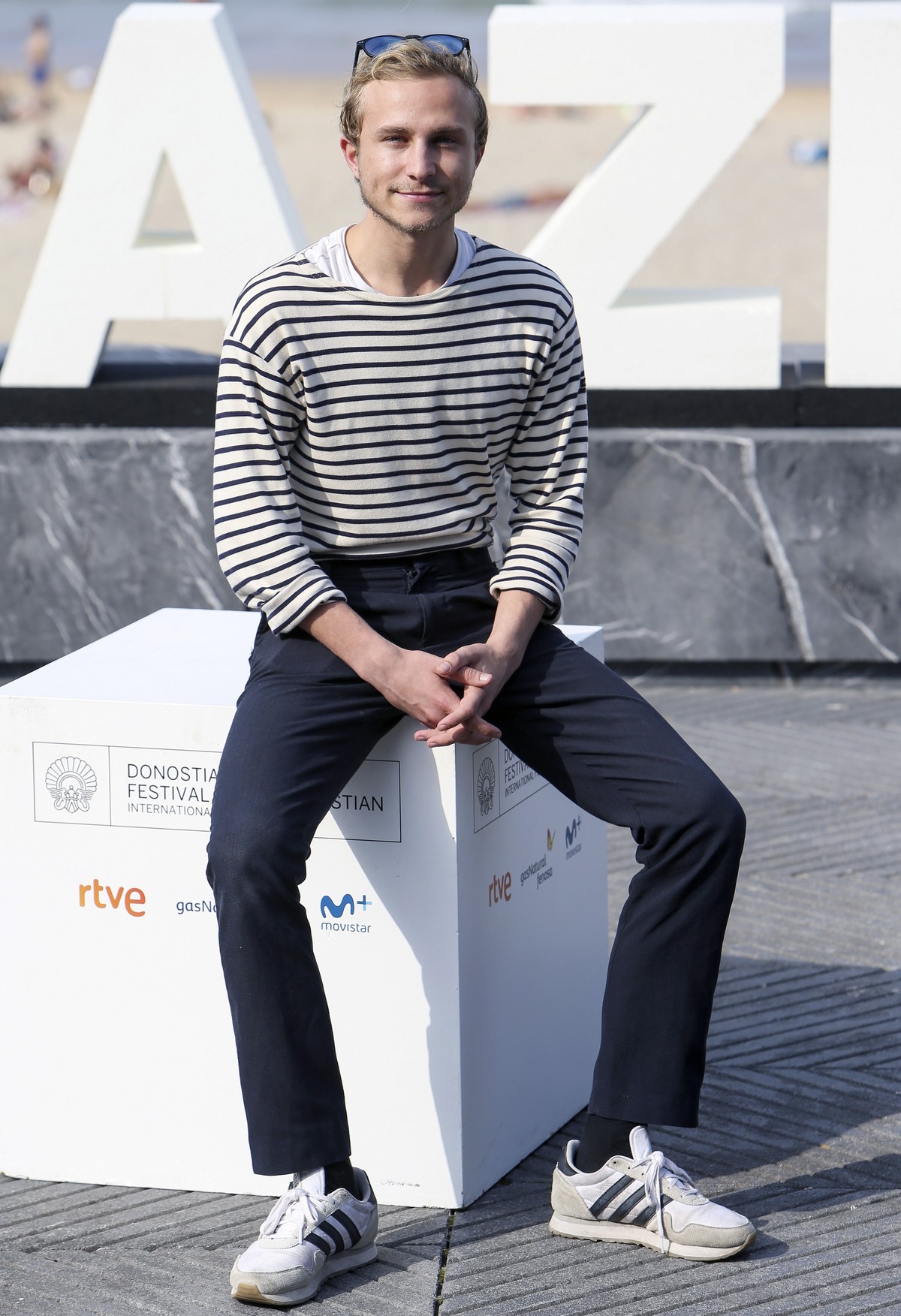epa06234688 German actor Max Hubacher poses during the presentation of the movie 'Der Hauptmann (The Captain)' at the 65th annual San Sebastian International Film Festival, in San Sebastian, ...