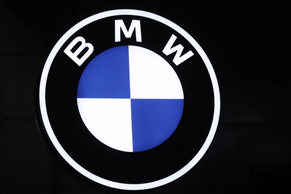 epa11658678 The logo of German car manufacturer BMW during the Mondial de l&#039;Auto ? Paris Motor Show 2024 in Paris, France, 14 October 2024. The 2024 Paris Motor Show showcases hundreds of vehicle ...