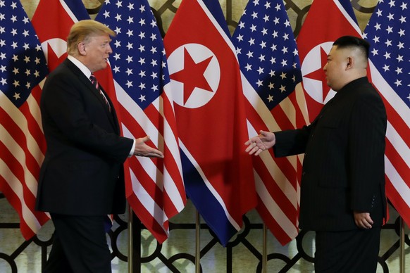 President Donald Trump meets North Korean leader Kim Jong Un, Wednesday, Feb. 27, 2019, in Hanoi. (AP Photo/ Evan Vucci)