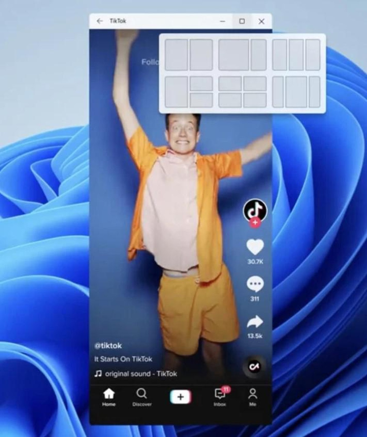 L'application Tiktok Android sur Windows 11.