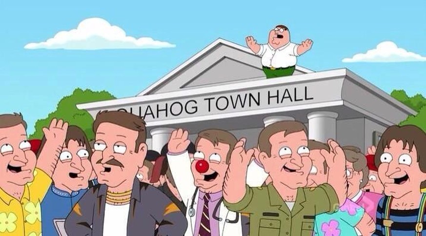 Zu viel des Guten: Hunderte Robin Williams marschieren durch die Strassen von Quahog, wo «Family Guy» spielt.&nbsp;