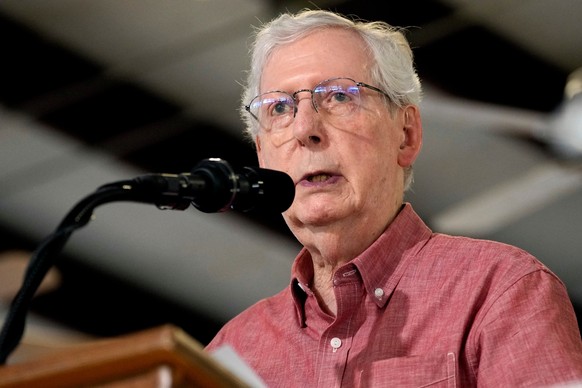 FILE - Sen. Mitch McConnell, R-Ky., speaks at the annual Fancy Farm picnic, Aug. 2, 2025, in Fancy Farm, Ky. (AP Photo/Mark Humphrey, File)
Mitch McConnell