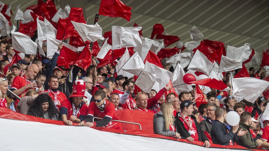 FC Thun Fans, waehrend dem Schweizer Fussball Cupfinalspiel zwischen dem FC Basel und dem FC Thun, am Sonntag 19. Mai 2019, im Stade de Suisse in Bern. (KEYSTONE/Marcel Bieri)