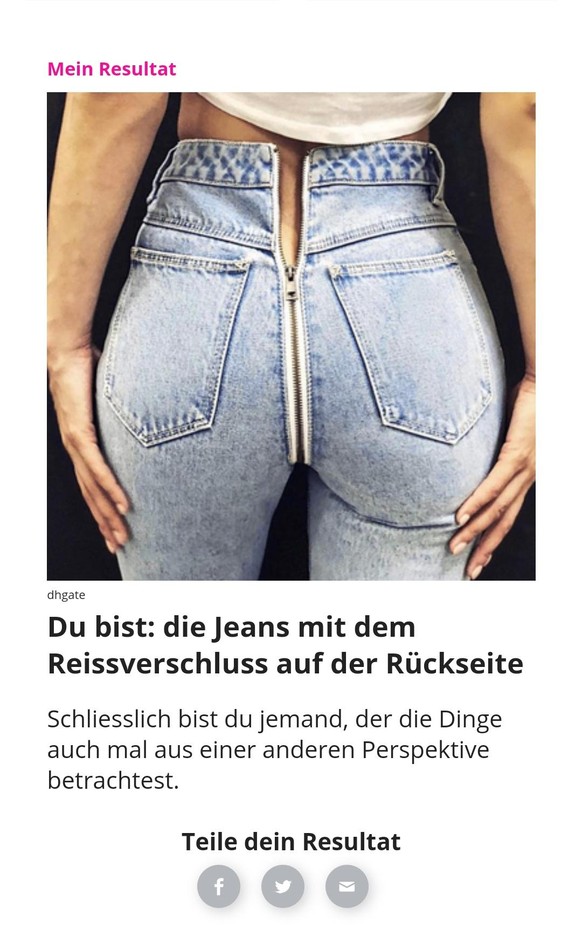 Was du schon immer wissen wolltest: Welche Hose bist du?\nNein einfach nein ð