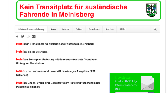 Ein Blick auf die Webseite zeigt: Das Komitee «Kein Transitplatz Meinisberg» mobilisiert mit scharfen Worten gegen die Pläne.