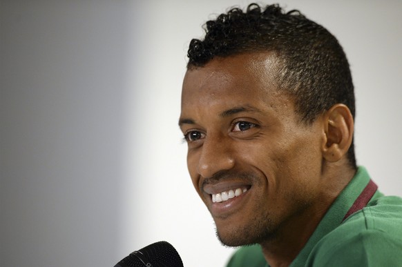 epa04800494 PortugalÂs national soccer team player Nani attends to a press conference in view of the upcoming match against Italy at Geneva Stadium, Switzerland, 15 June 2015. Portugal will face Ital ...