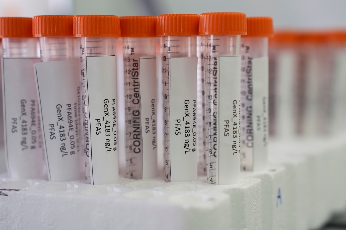 FILE - Vials containing PFAS samples sit in a tray April 10, 2024, at a U.S. Environmental Protection Agency lab in Cincinnati. (AP Photo/Joshua A. Bickel, File)
EPA PFAS Drinking