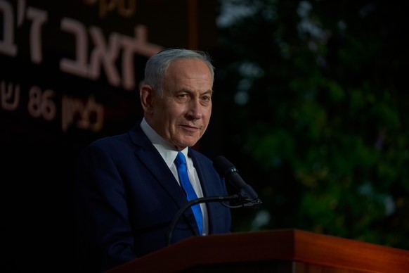 Israeli Prime Minister Benjamin Netanyahu speaks at the state memorial for Ze'ev Jabotinsky, at Mount Herzl Military Cemetery in Jerusalem, Tuesday, July 14, 2026. (AP Photo/Ohad Zwigenberg)
Isra ...