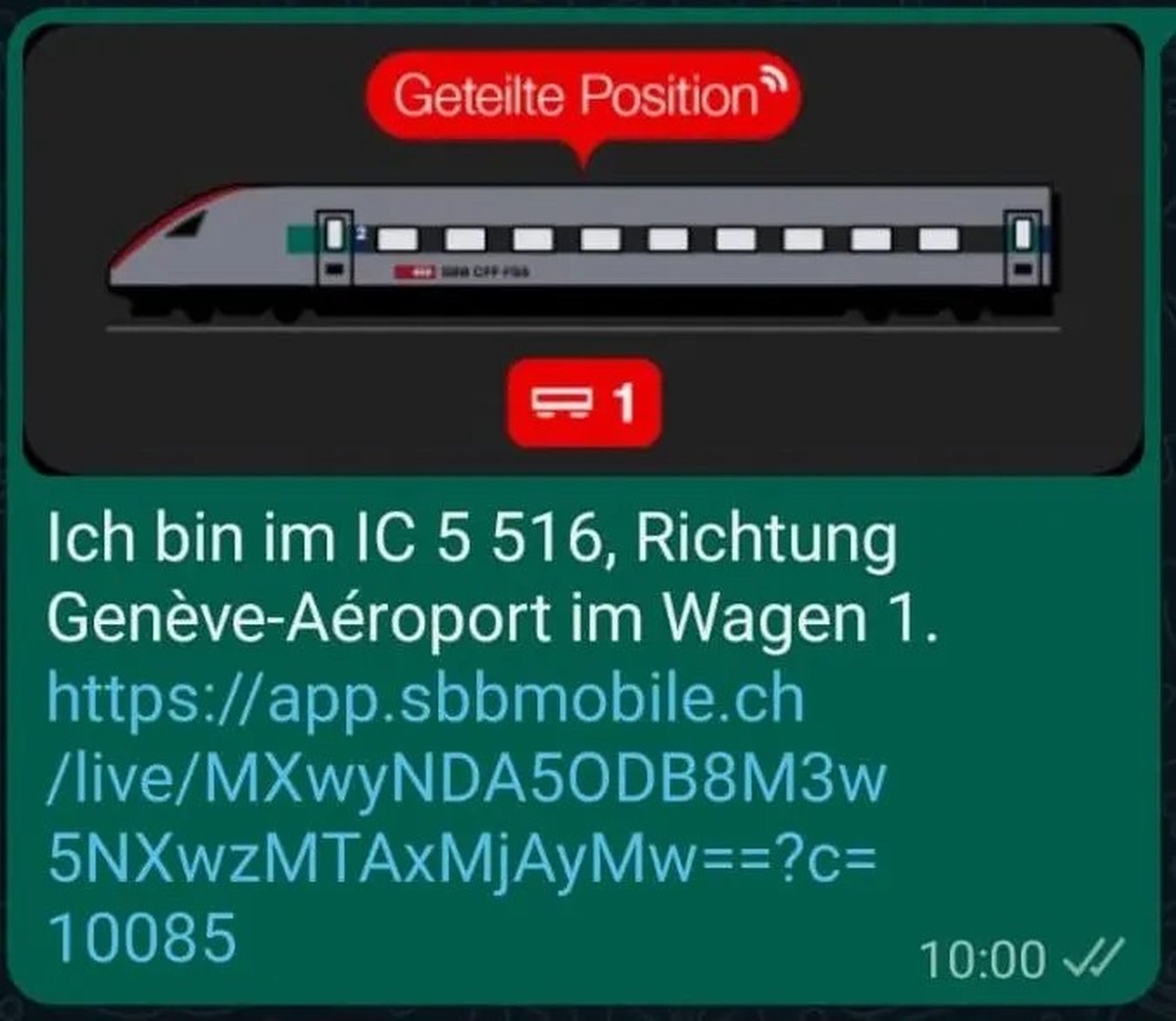 Die Position lässt sich beispielsweise per Whatsapp teilen.