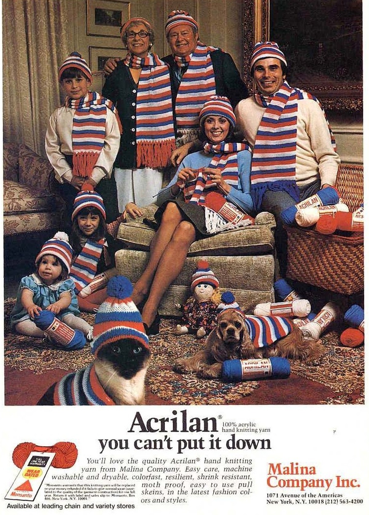 Die 1970er – als Häkeln und Stricken sexy waren. 
https://flashbak.com/yarnvertising-diy-fashion-adverts-of-the-1970s-25787/