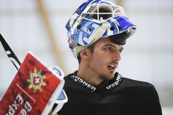 Joren van Pottelberghe, aufgenommen im Training des HC Davos, am Donnerstag, 5. September 2019, in Davos. (KEYSTONE/Gian Ehrenzeller)