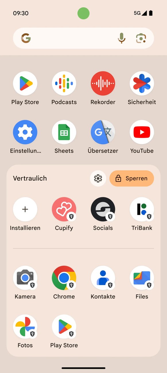 Vertrauliche Apps für Finanzen etc. können in einen digitalen Safe gelegt werden.