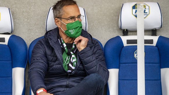 Der Praesident des FC St. Gallen, Matthias Hueppi beim Super League Meisterschaftsspiel zwischen dem FC Luzern und dem FC St. Gallen vom Sonntag, 18. Oktober 2020 in Luzern. (KEYSTONE/Urs Flueeler)