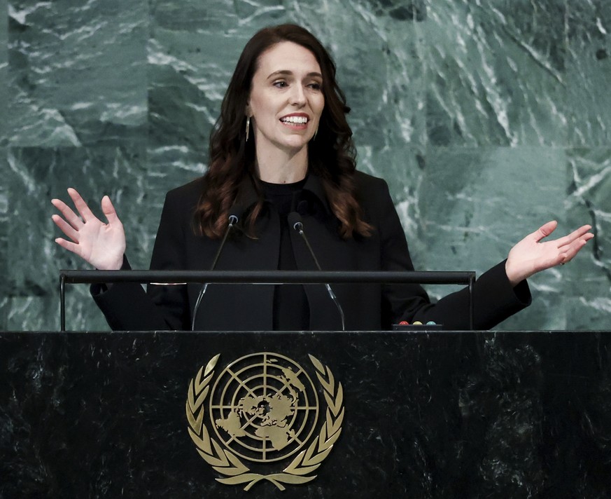 Prime Minister of New Zealand Jacinda Ardern addresses the 77th session of the United Nations General Assembly, Friday, Sept. 23, 2022, at the U.N. headquarters. (AP Photo/Julia Nikhinson)