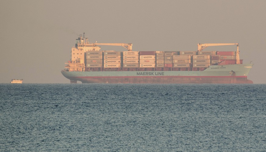 Danish-flagged commercial liner Alexander Maersk is off Sicily&#039;s coast Monday June 25, 2018 as it waits for a port to disembark the more than 100 people it had rescued. The cargo ship was involve ...