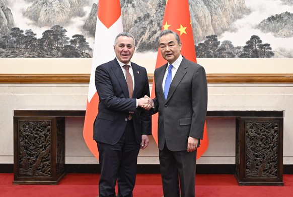 epa11134808 Chinese Foreign Minister Wang Yi, also a member of the Political Bureau of the Communist Party of China Central Committee, co-chairs the third round of the China-Switzerland Foreign Minist ...