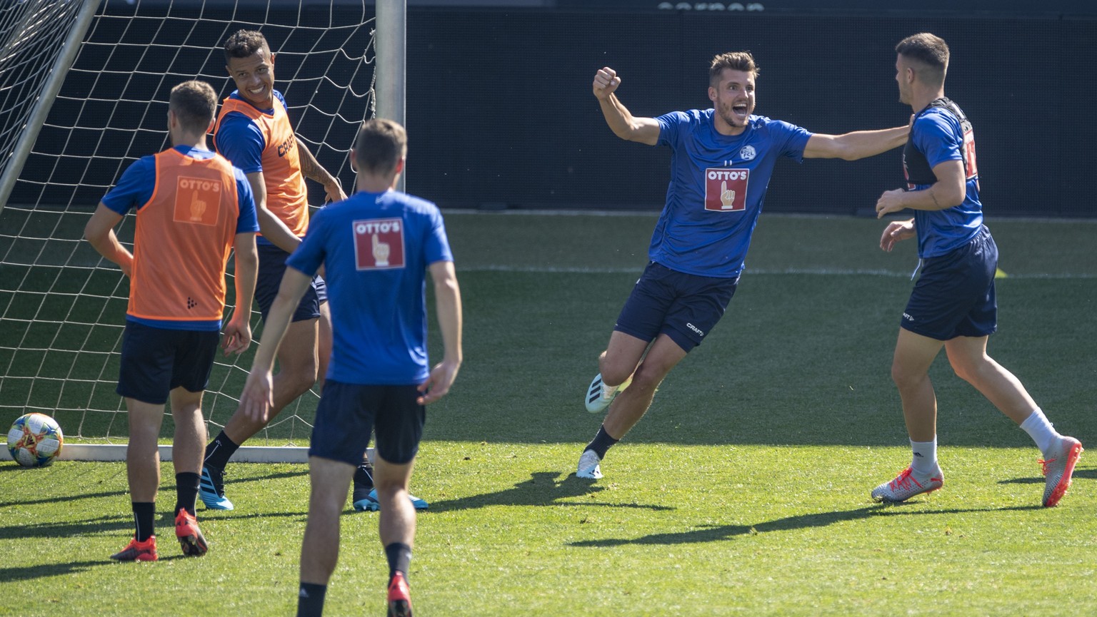 The Players of Switzerlands`s FC Luzern at a training session at the swissporarena stadium in Lucerne, Switzerland, on Wednesday, July, 24, 2019. Switzerlands`s FC Luzern is scheduled to play against  ...