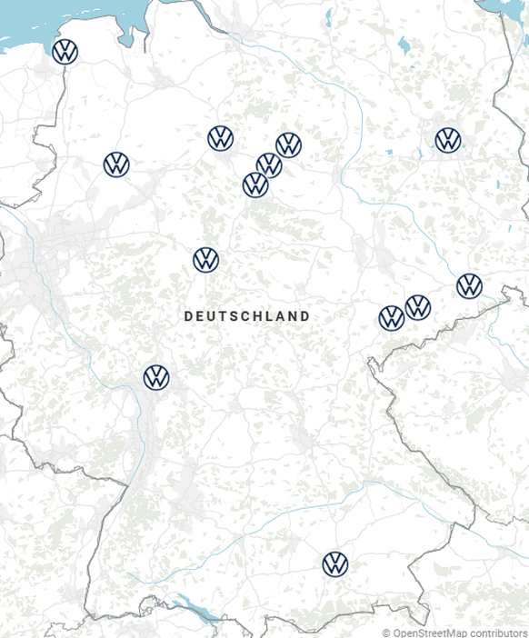 VW-Standorte in Deutschland.