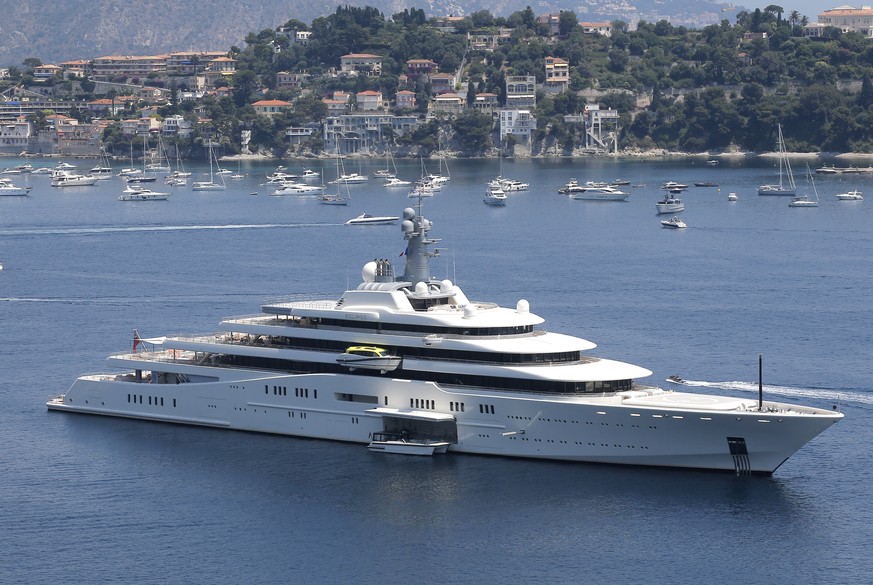 Luxury yacht &#039;Eclipse&#039; of Russian billionaire Roman Abramovich is seen in the bay of Villefranche sur Mer, near Nice, southeastern France, Saturday, July 6 2013. The yacht is some 160 metres ...