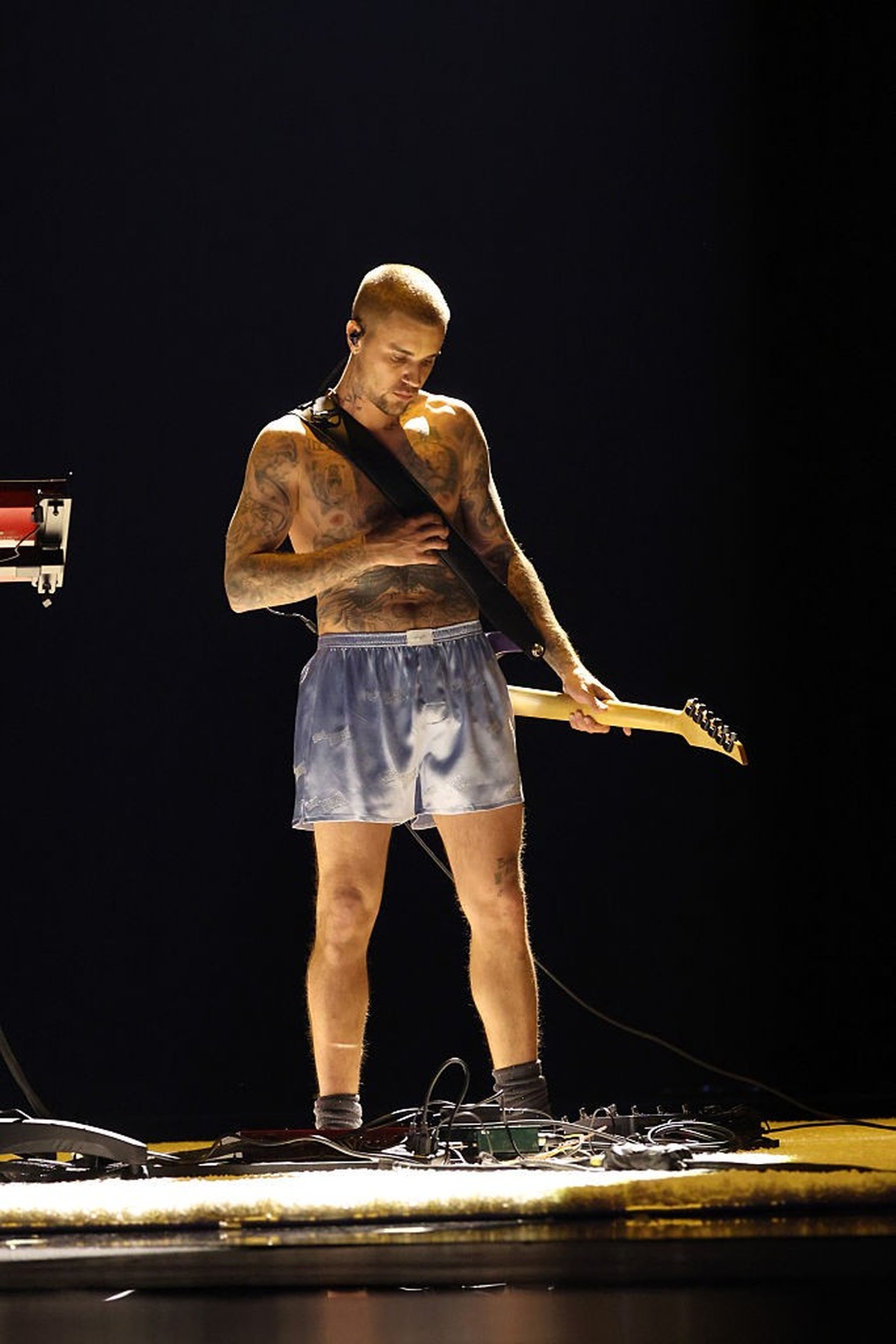 LOS ANGELES, CALIFORNIA - FEBRUARY 01: Justin Bieber performs onstage during the 68th GRAMMY Awards at Crypto.com Arena on February 01, 2026 in Los Angeles, California. (Photo by Kevin Mazur/Getty Ima ...