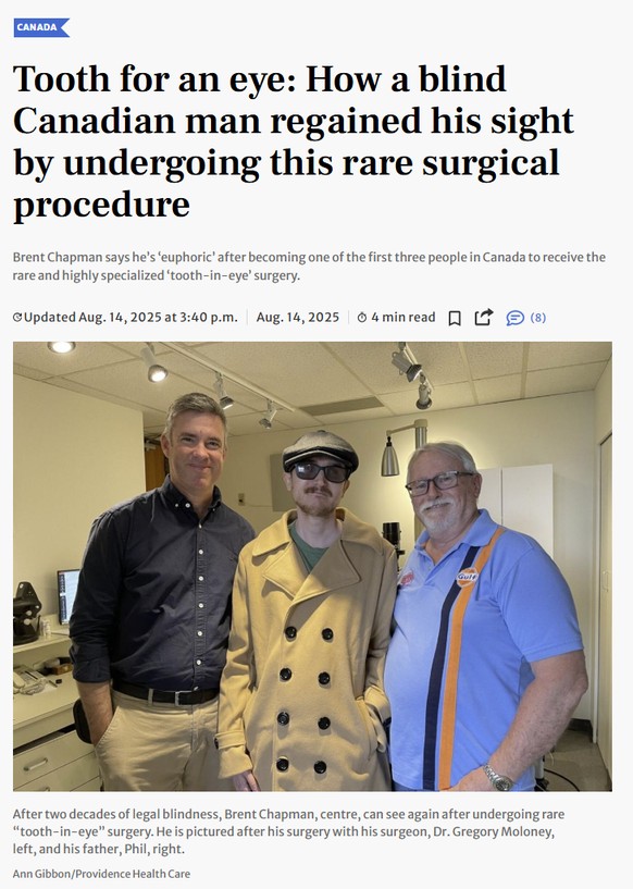 Good News: Man kann wieder sehen nach Zahnoperation