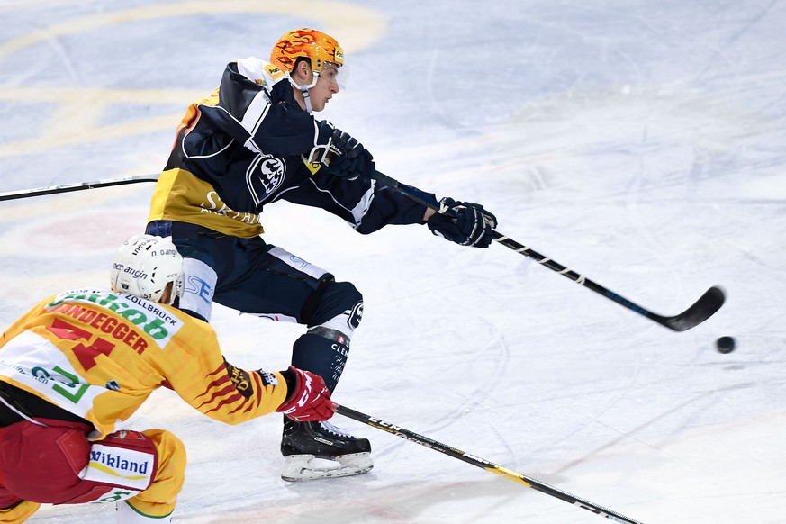 Ambri&#039;s Top Scorer Dominik Kubalik, during the preliminary round game of National League Swiss Championship 2018/19 between HC Ambri Piotta and SCL Tigers, at the Valascia Stadium in Ambri, Switz ...