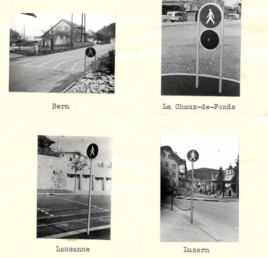 Beispiele von verschiedenen Übergängen in einem Schreiben der schweizerischen Beratungsstelle für Unfallverhütung, 1952.