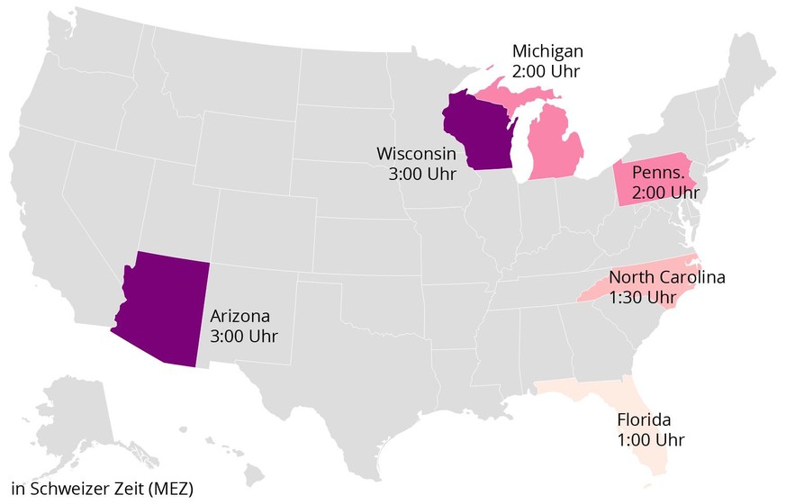 Swing States: Wann schliessen die Urnen?