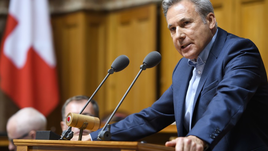 Adrian Amstutz, SVP-BE, spricht waehrend der herbstsession der Eidgenoessischen Raete, am Montag, 16. September 2019 im Nationalrat in Bern. (KEYSTONE/Anthony Anex)