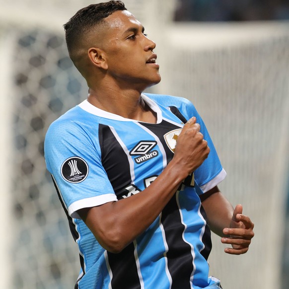 epa05990607 Gremio&#039;s Pedro Rocha celebrates after scoring a goal during the Copa Libertadores match between Brazil&#039;s Gremio and Venezuela&#039;s Zamora at the Arena do Gremio Stadium in Port ...