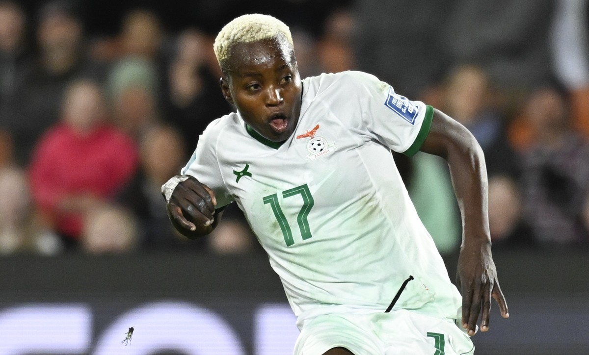 FILE - Zambia's Racheal Kundananji scores her team's third goal during the Women's World Cup Group C soccer match between Costa Rica and Zambia in Hamilton, New Zealand, Monday, July 31 ...