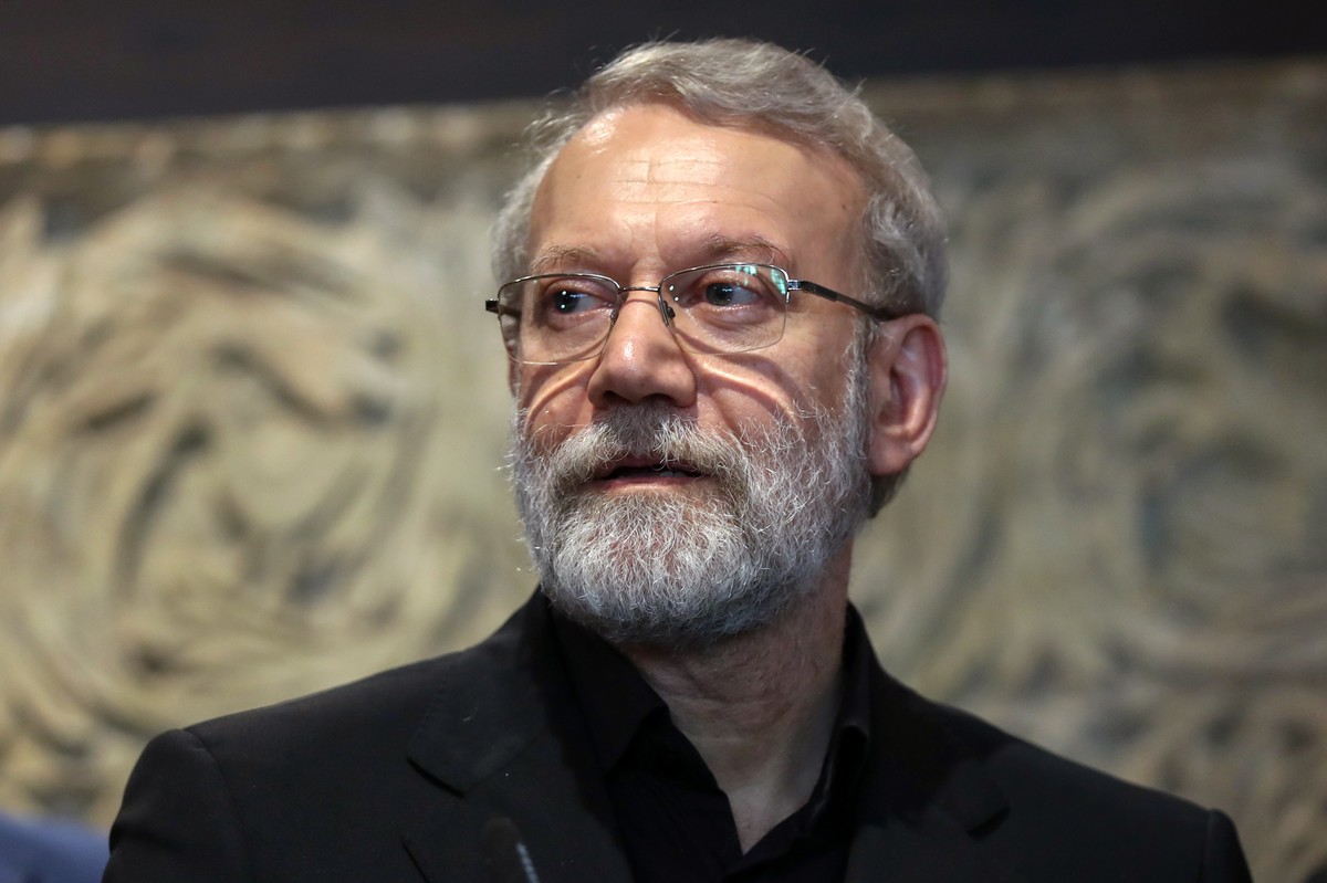 epa12297591 Secretary of the Supreme National Security Council of Iran Ali Larijani holds a press conference after a meeting with Lebanese Parliament Speaker in Beirut, Lebanon, 13 August 2025. Larija ...