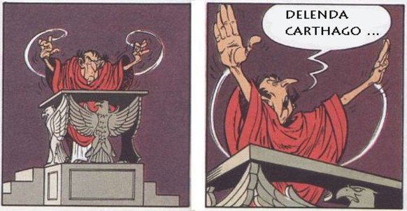 Natürlich finden wir die Anspielung auf Cato den Älteren auch bei «Asterix».<br data-editable="remove">