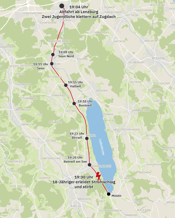 Diese Strecke fuhr der Zug, bevor es zum tödlichen Unfall kam.