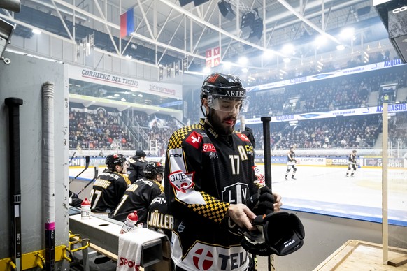 Luca Fazzini (HCL), during the regular season match of National League Swiss Championship 2024/25 between HC Lugano and HC Ambr� Piotta at the ice stadium Corner Arena, Switzerland, Monday, December 2 ...