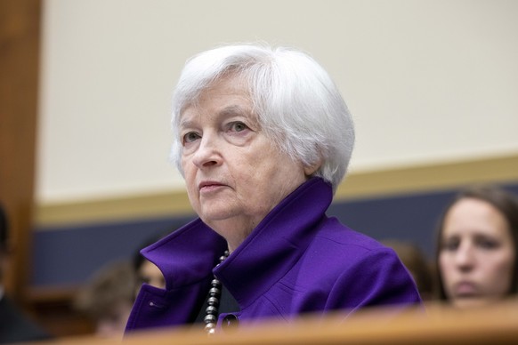 FILE - Treasury Secretary Janet Yellen testifies before the House Financial Services Committee during a hearing regarding the state of the international financial system at the Capitol in Washington,  ...