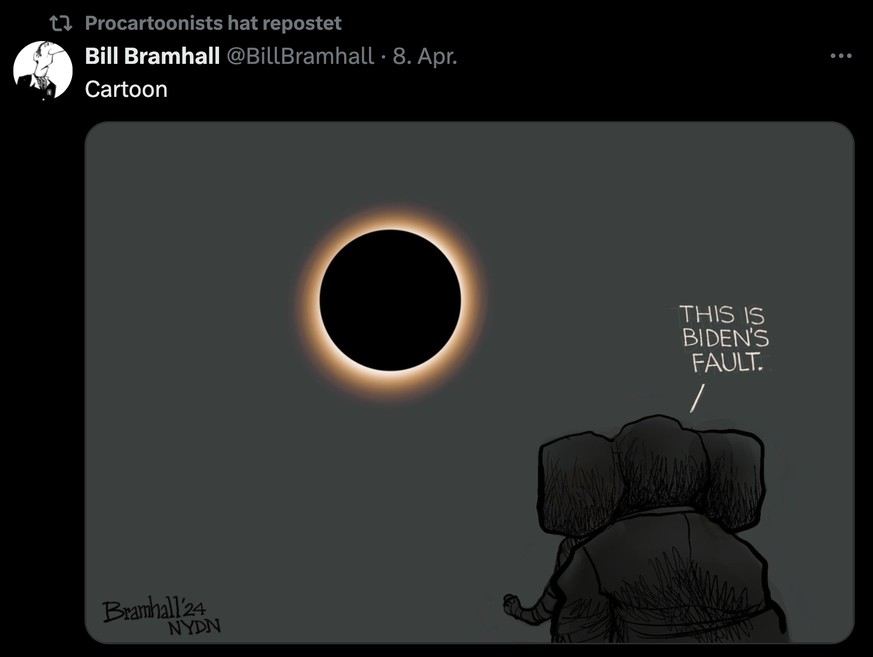 Karikatur zur Sonnenfinsternis in den USA.