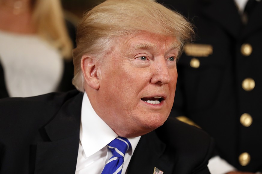 President Donald Trump speaks before signing bills in the Diplomatic Reception Room at the White House, Friday, June 2, 2017, in Washington. Robert Muller, the special counsel investigating possible t ...