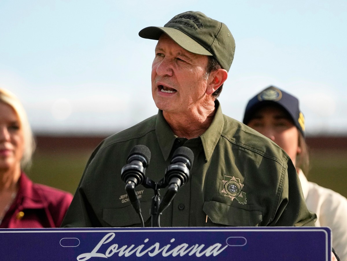 FILE - Louisiana Gov. Jeff Landry speaks to reporters at the Louisiana State Penitentiary in Angola, La., Sept. 3, 2025. (AP Photo/Gerald Herbert, File)
Trump Greenland