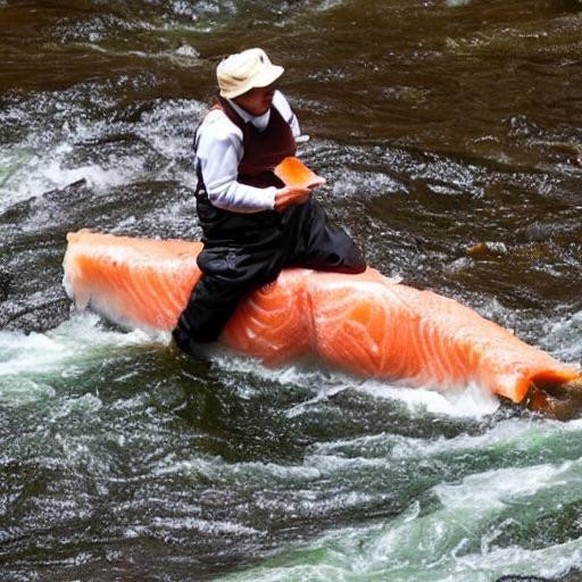 KI-Fail: Fischer reitet auf Lachs