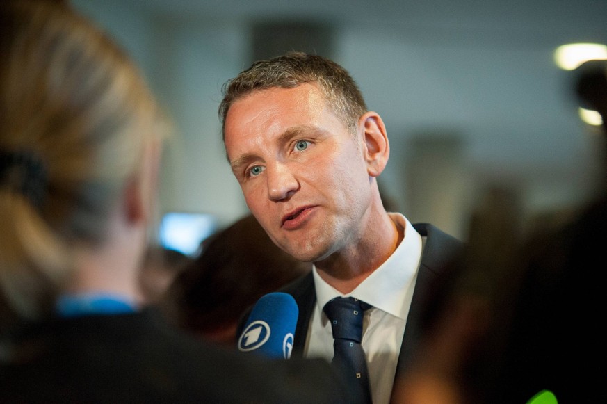 LANDTAGSWAHLEN IN THÜRINGEN 2014 14/09/2014 - Erfurt: Die Landtagswahlen am 14. September 2014 in Thüringen. / Thüringer Landtag / Im Foto: Björn Höcke (Spitzenkandidat der Alternative für Deutschland ...