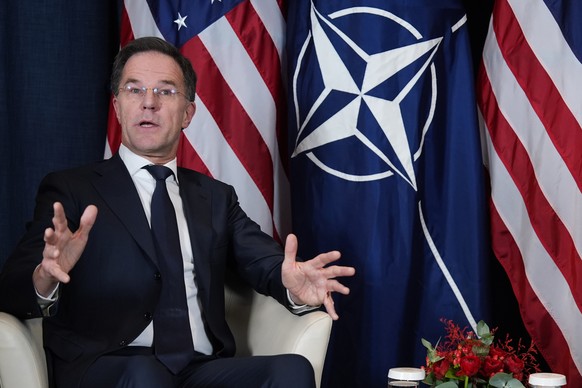 NATO Secretary General Mark Rutte speaks during a meeting with President Donald Trump on the sidelines of the Annual Meeting of the World Economic Forum in Davos, Switzerland, Wednesday, Jan. 21, 2026 ...