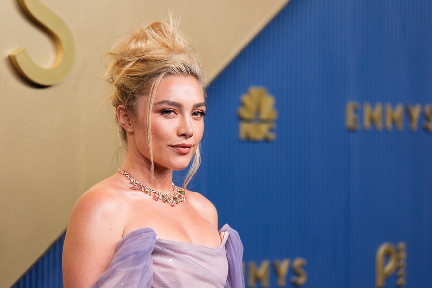 Florence Pugh arrives at the 78th Emmy Awards on Monday, Sept. 14, 2026, at the Peacock Theater in Los Angeles. (AP Photo/Mark J. Terrill)
Florence Pugh